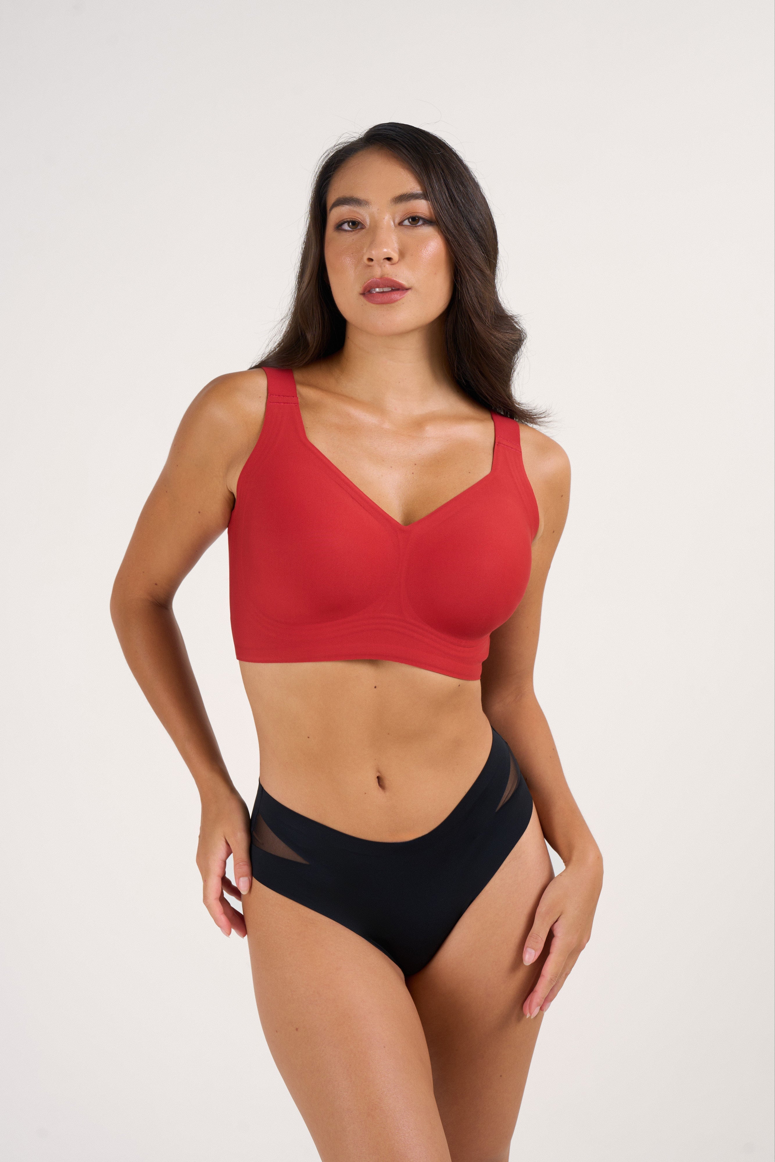 Nahtloser Soft-V BH ohne Bügel mit vollem Jelly-Support – Plus Size
