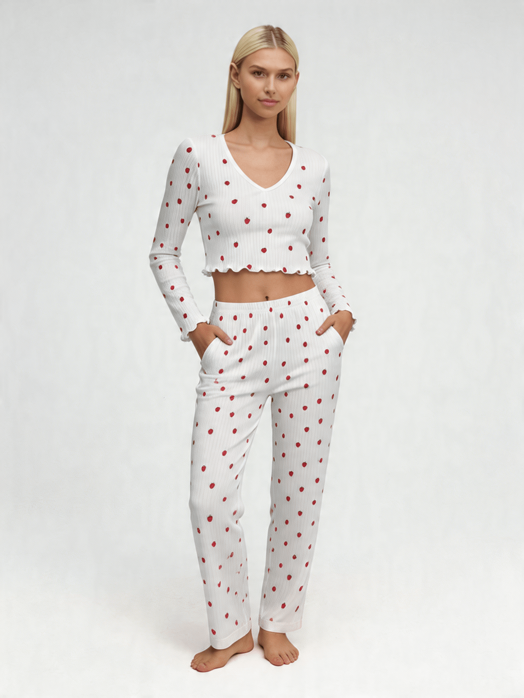 Ribbed Long Sleeve Pajama Set