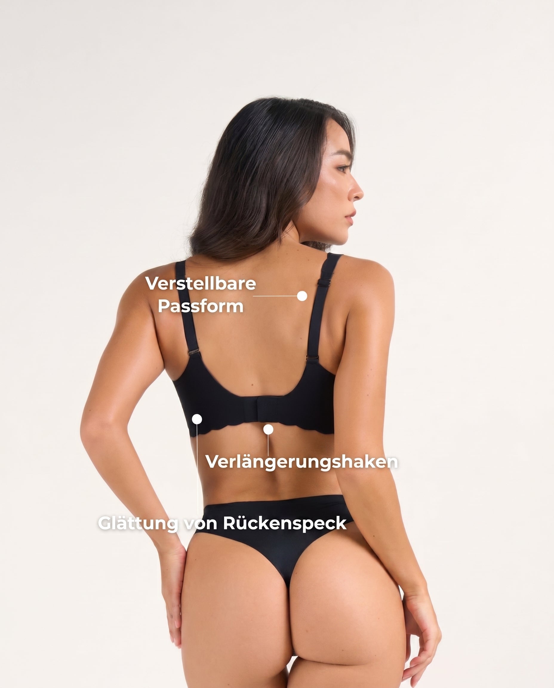 Nahtloser Deep-V Push-up BH ohne Bügel mit Wellenkante und Jelly-Support