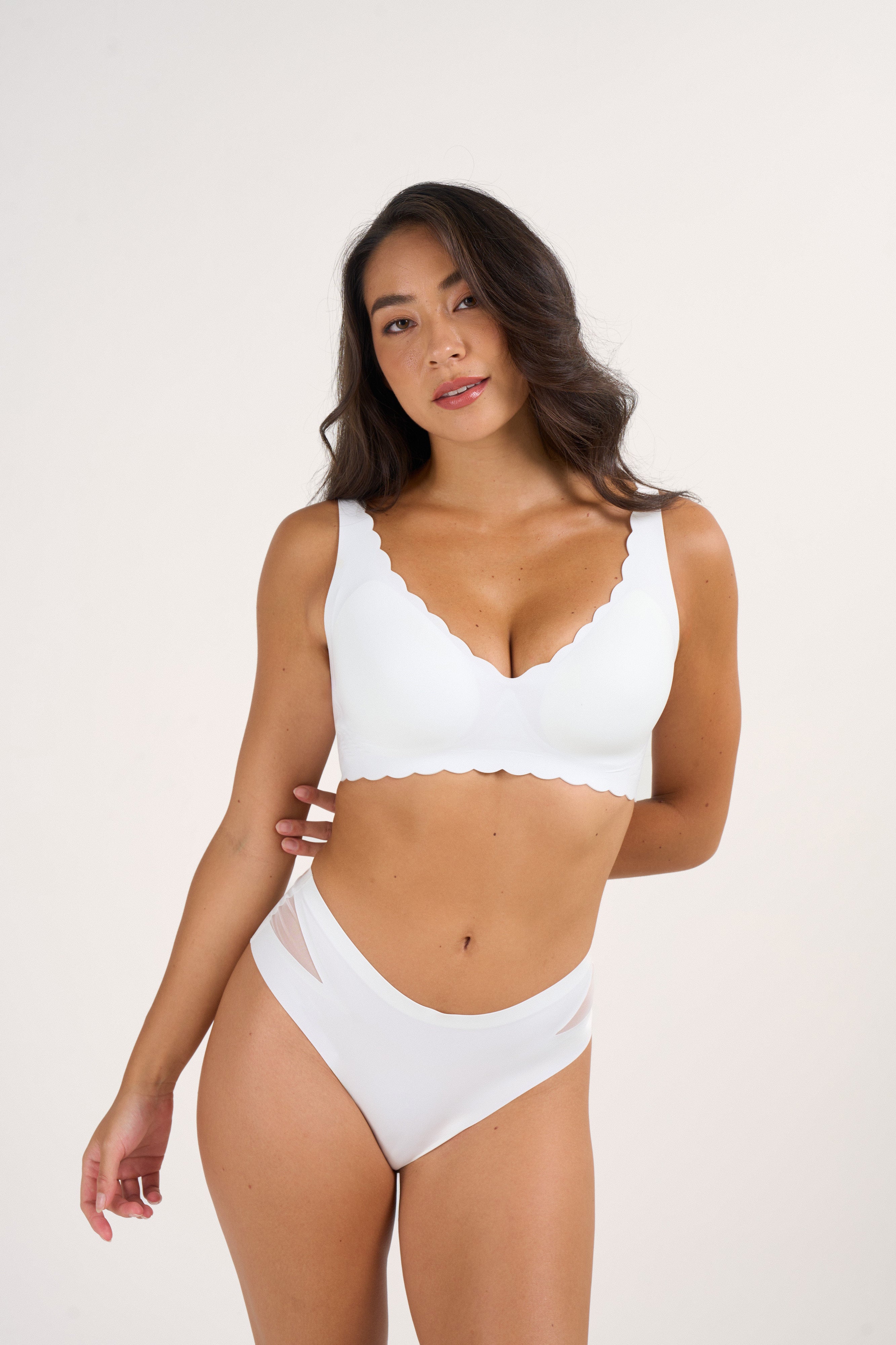 Nahtloser Deep-V Push-up BH ohne Bügel mit Wellenkante und Jelly-Support