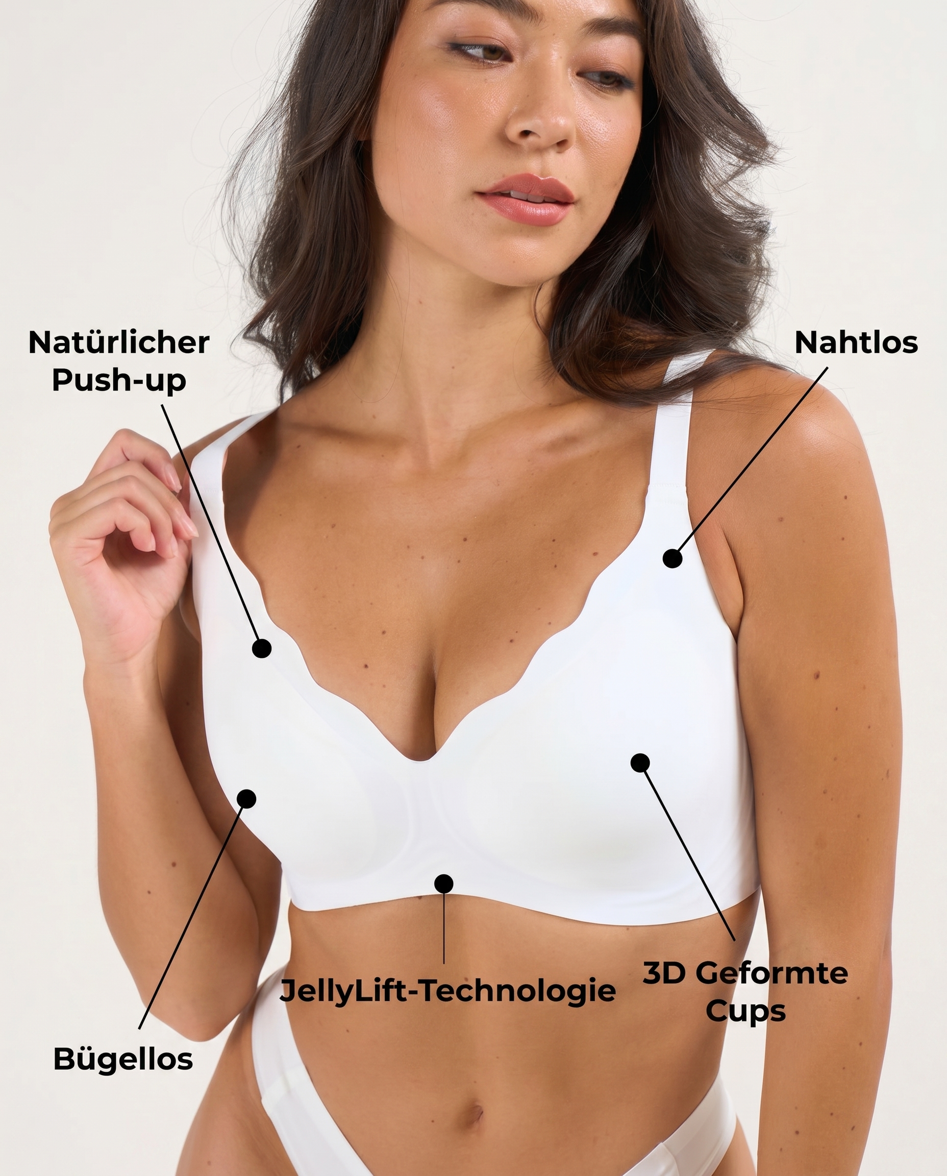 Nahtloser BH ohne Bügel mit Wellenkante und Jelly-Support