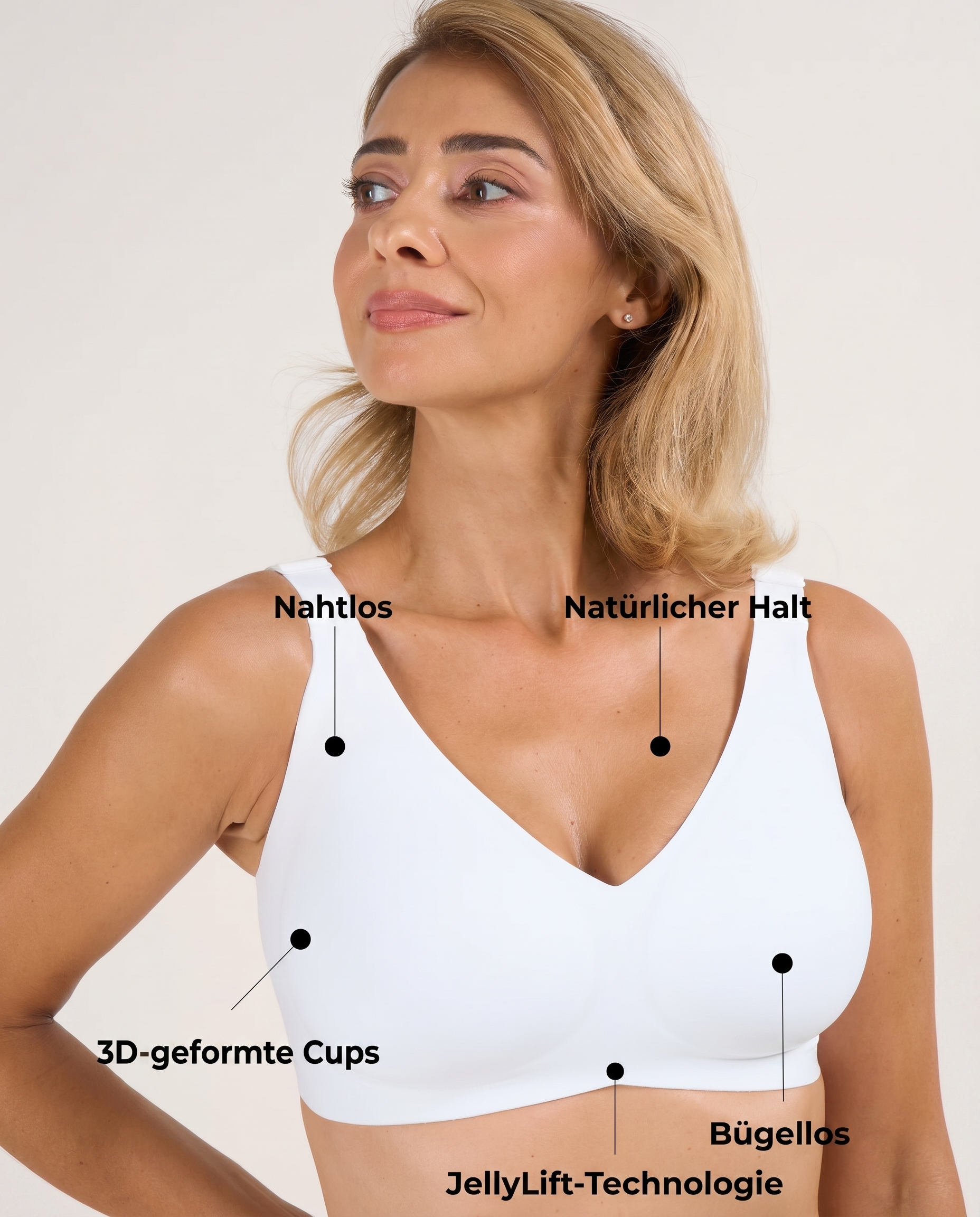 Nahtloser Soft-V BH ohne Bügel mit vollem Jelly-Support